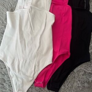 Women's Shapewear Bodysuit - White, Pink, and Black
